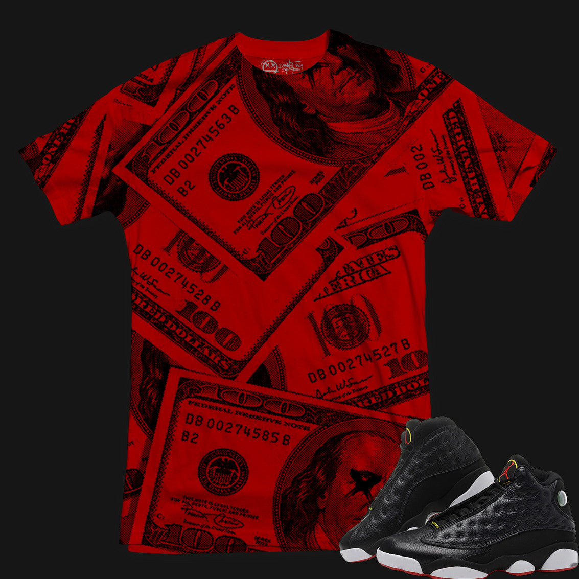 Jordan 13 Playoffs Sneaker Tee | Benjamins | MEDIUM