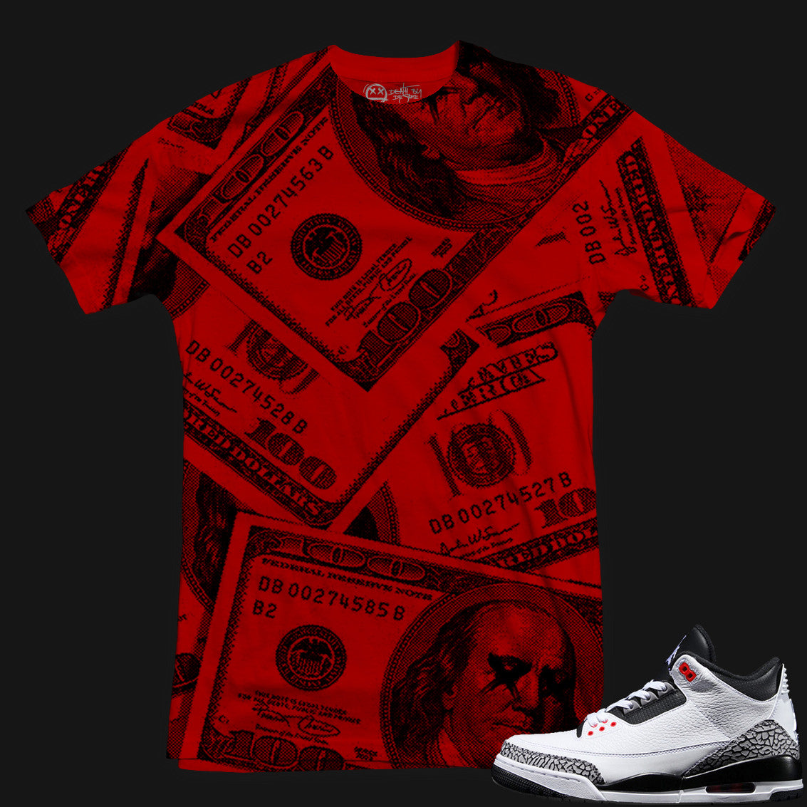 Jordan 3 Cement | Benjamins | Red | 2X-LARGE