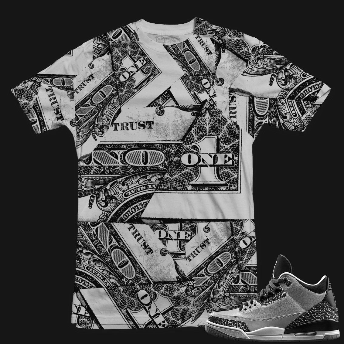 Jordan 3 Wolf Grey | Trust No One | LARGE