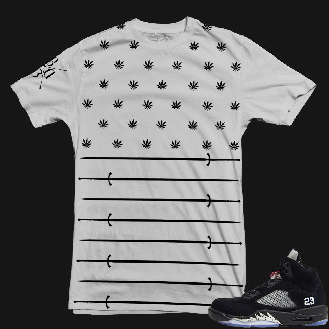 Jordan 5 Metallic Matching Sneaker Tee | Flagship | Black
