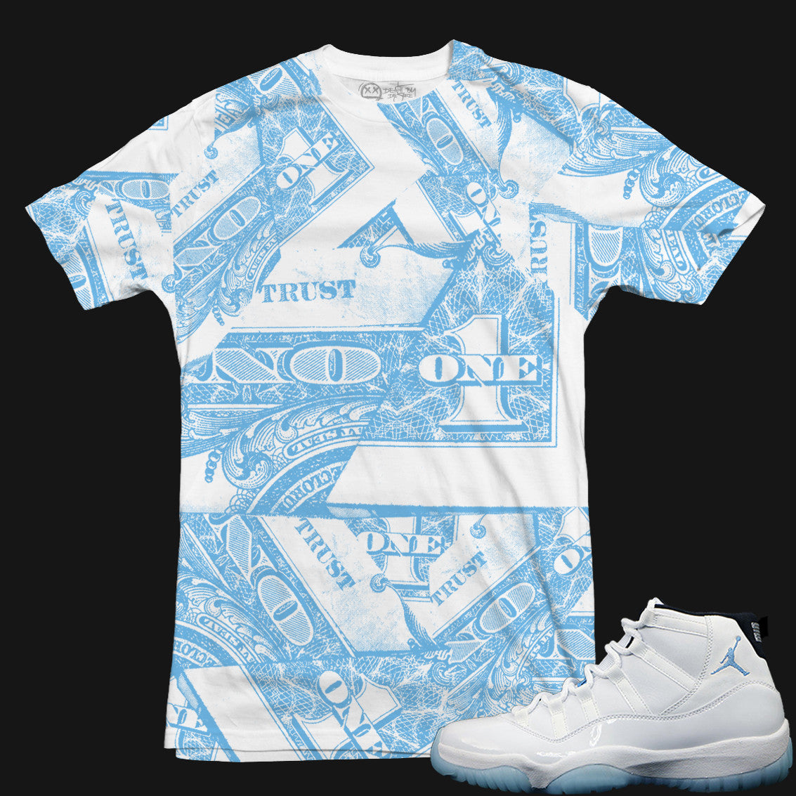 Jordan 11 Legend Blue Sneaker Tee | Trust No One | LARGE