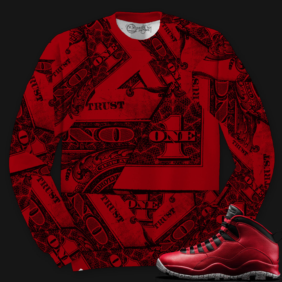 Trust No One Sweater - Red | Black
