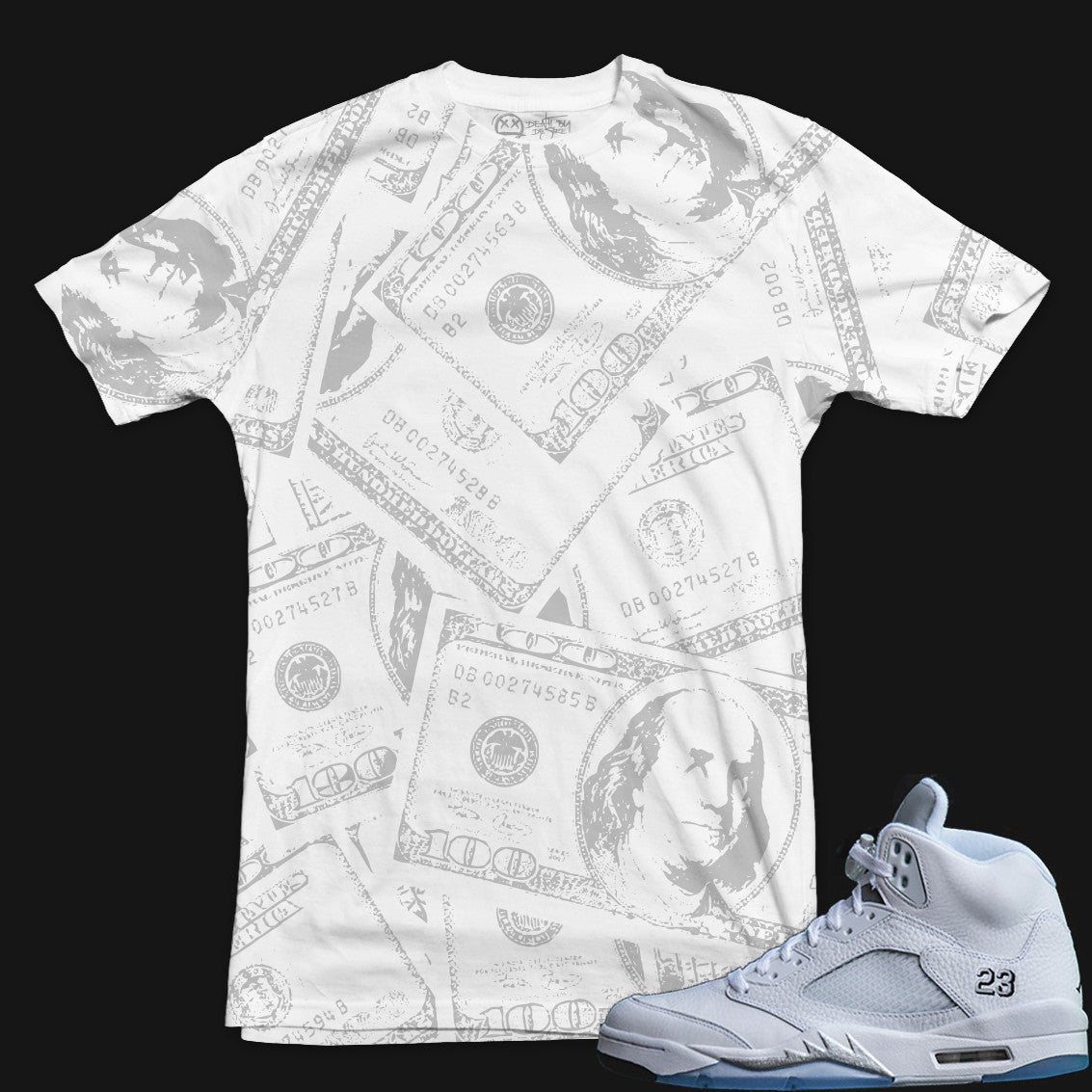 Jordan 5 Metallic matching Benjamins Sneaker Tee