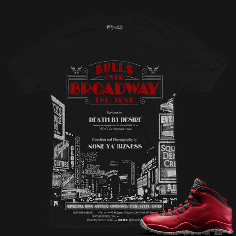 Jordan 10 Bulls Over Broadway Sneaker Tee | Black | 2X-LARGE